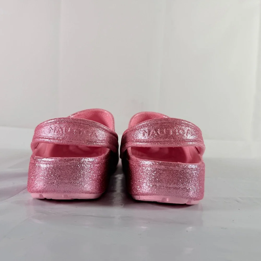 Nautica River Edge Girls 4 Clog Sandals Light Pink‎ Glitter New